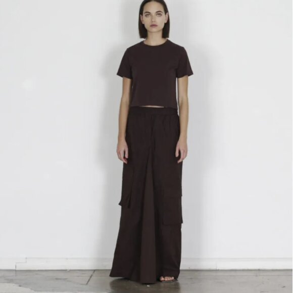 TIBI Godet Dark Brown Cotton Skirt, Size 0 (fits sizes 2-4) - Picture 3 of 6